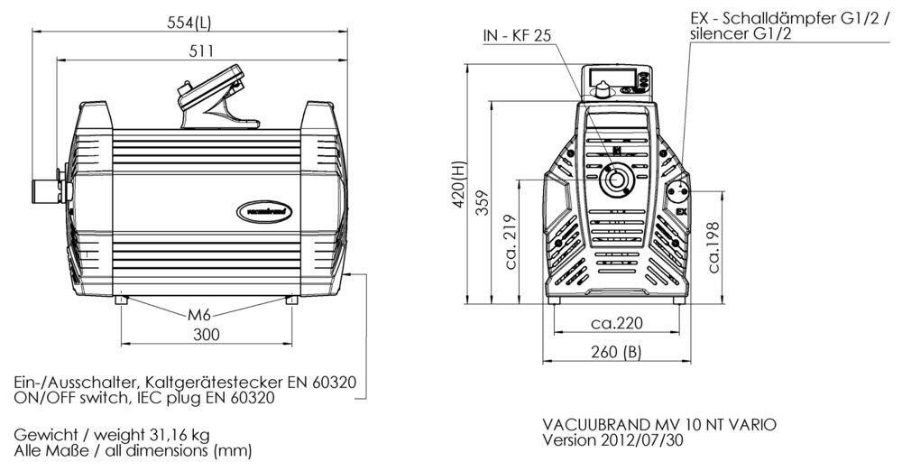 Vacuubrand MV 10 NT membrán vákuumszivattyú