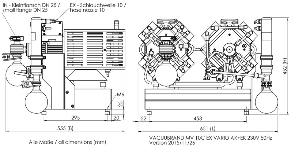 Vacuubrand MV 10C EX VARIO +AK +EK robbanásbiztos kémiai membrán vákuumszivattyú